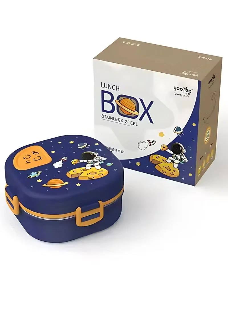 Mobcos Blue Mobcos Stainless Steel Lunch Containers 3 Compartments Lunch Box with Bowl Bento Box for Adult Kids (Blue)  | Best Price UAE